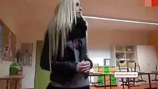 brunette pireza swallows cum in library xxx video