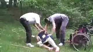 masked abductors take full figured granny for violent woods encounter