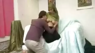 turkish hijabi shows off and takes cock