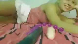 blonde gets her asshole stretched and filled